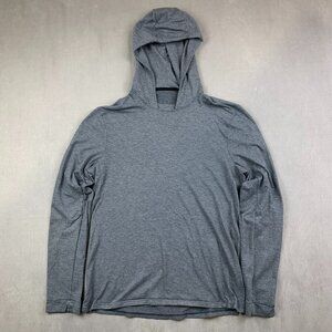 Lululemon Mens Sweater Small Gray Blue Switch Up Long Sleeve Hoodie Mesh Stretch